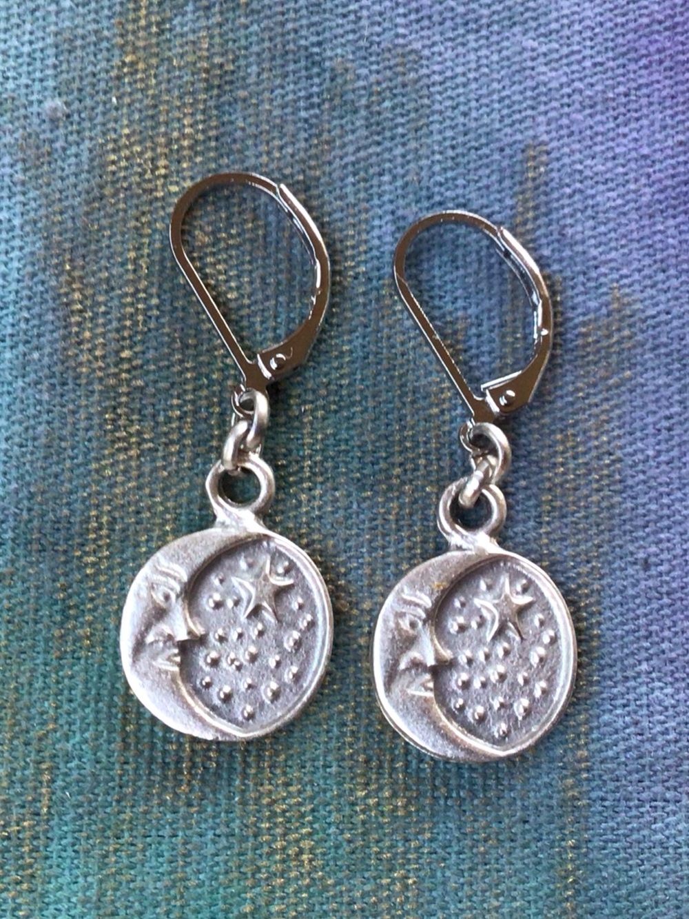 Sterling Silver Sundance Charm Moon Star Earrings - Picture 6 of 7